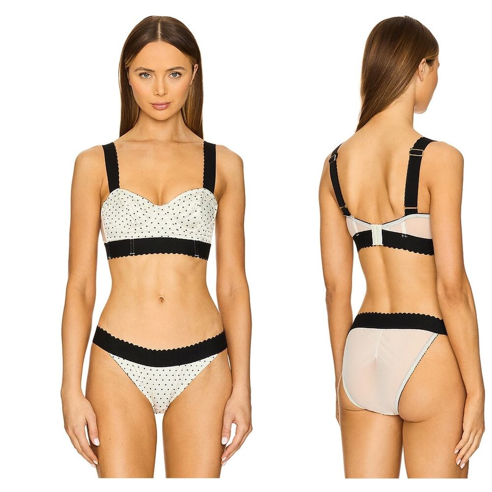 Free People Viva La Longline Bra Bralette Polka Dot Lace Trim Intimates S